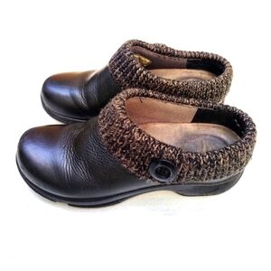 DANSKO Kenzie Clogs Black Leather Knit Trim Shoes Size EU 37, US 6.5